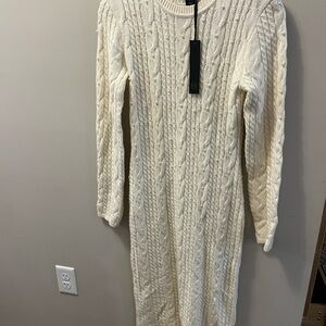 House of Harlow 1960 Cream Long Sleeve Knit Dress